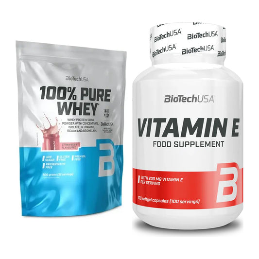 Basis-Set: BioTech 100% Pure Whey + BioTech Vitamin E 100 Softgelcaps – alle enthaltenen Artikel