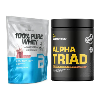 Basis-Set: BioTech 100% Pure Whey + Dedicated Alpha Triad 180 Tabl. – alle enthaltenen Artikel