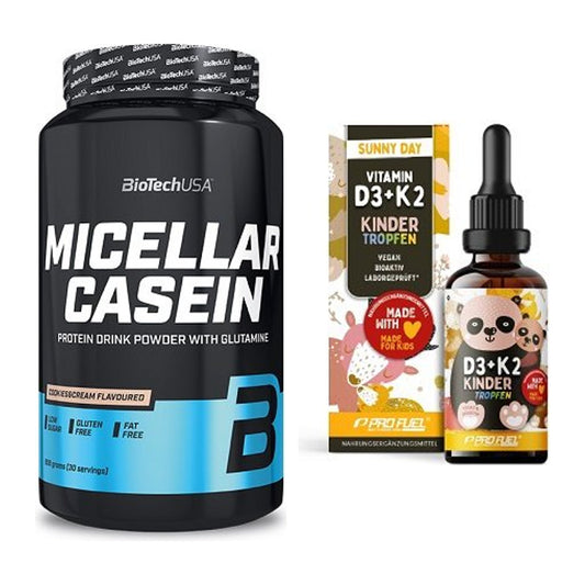 Basis-Set: BioTech Micellar Casein + ProFuel VITAMIN D3 + K2 Kinder – alle enthaltenen Artikel