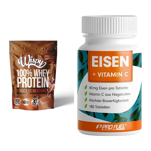 Basis-Set: Wispy Whey 100% + ProFuel EISEN + nat. Vitamin C – alle enthaltenen Artikel