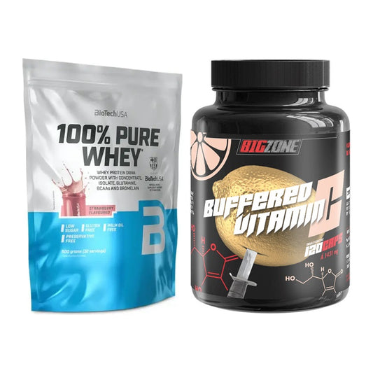 Basis-Set: BioTech 100% Pure Whey + Big Zone Buffered Vitamin C – alle enthaltenen Artikel