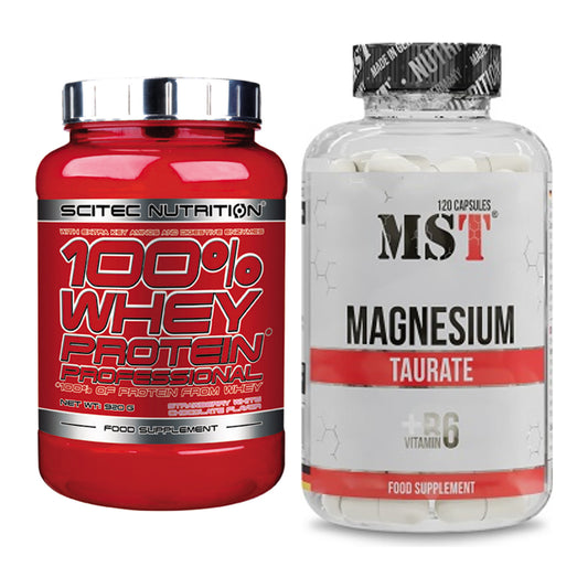 Basis-Set: Scitec 100% Whey Professional + MST Magnesium Taurat – alle enthaltenen Artikel