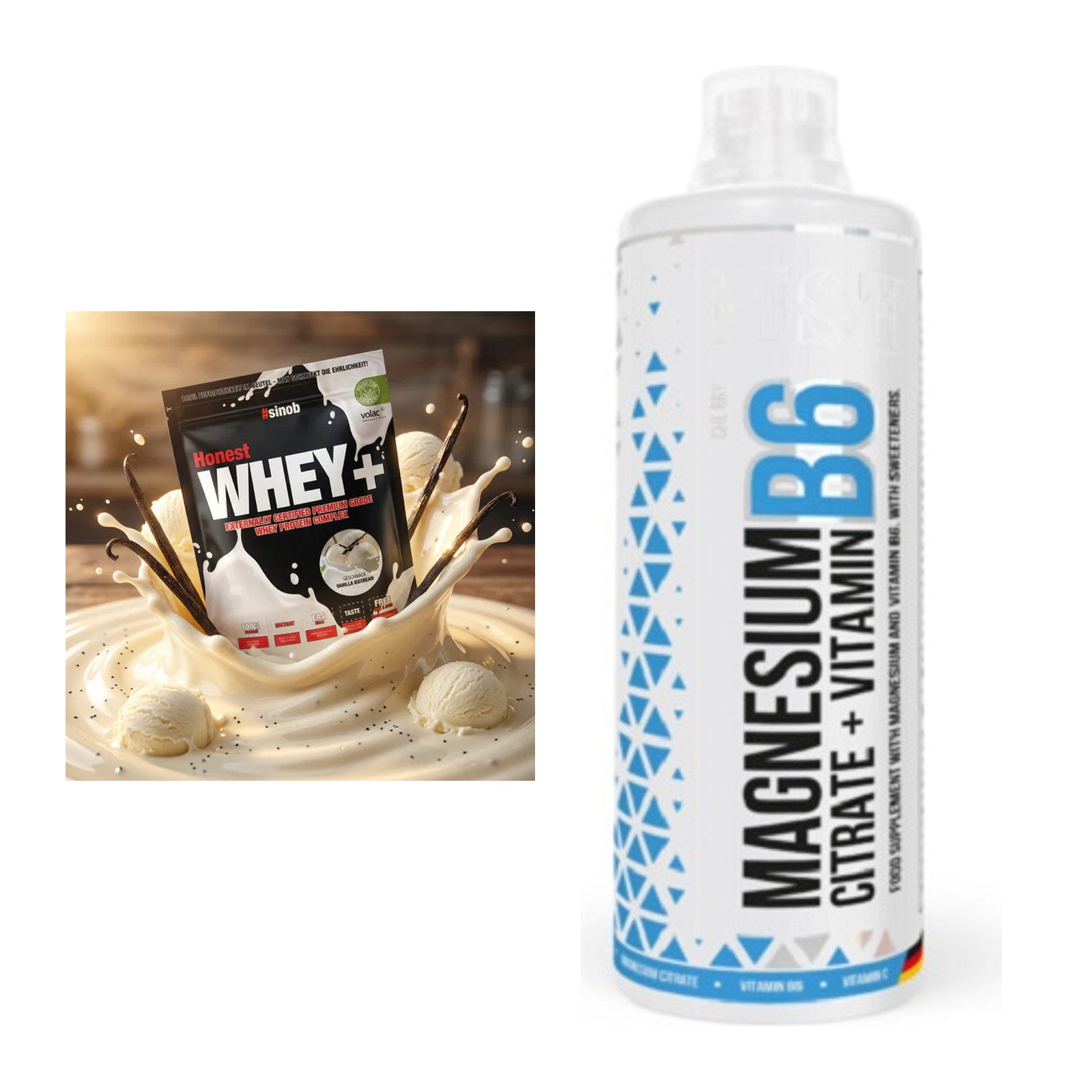 Basis-Set: Sinob Honest Whey+ + MST Magnesium B6 – alle enthaltenen Artikel