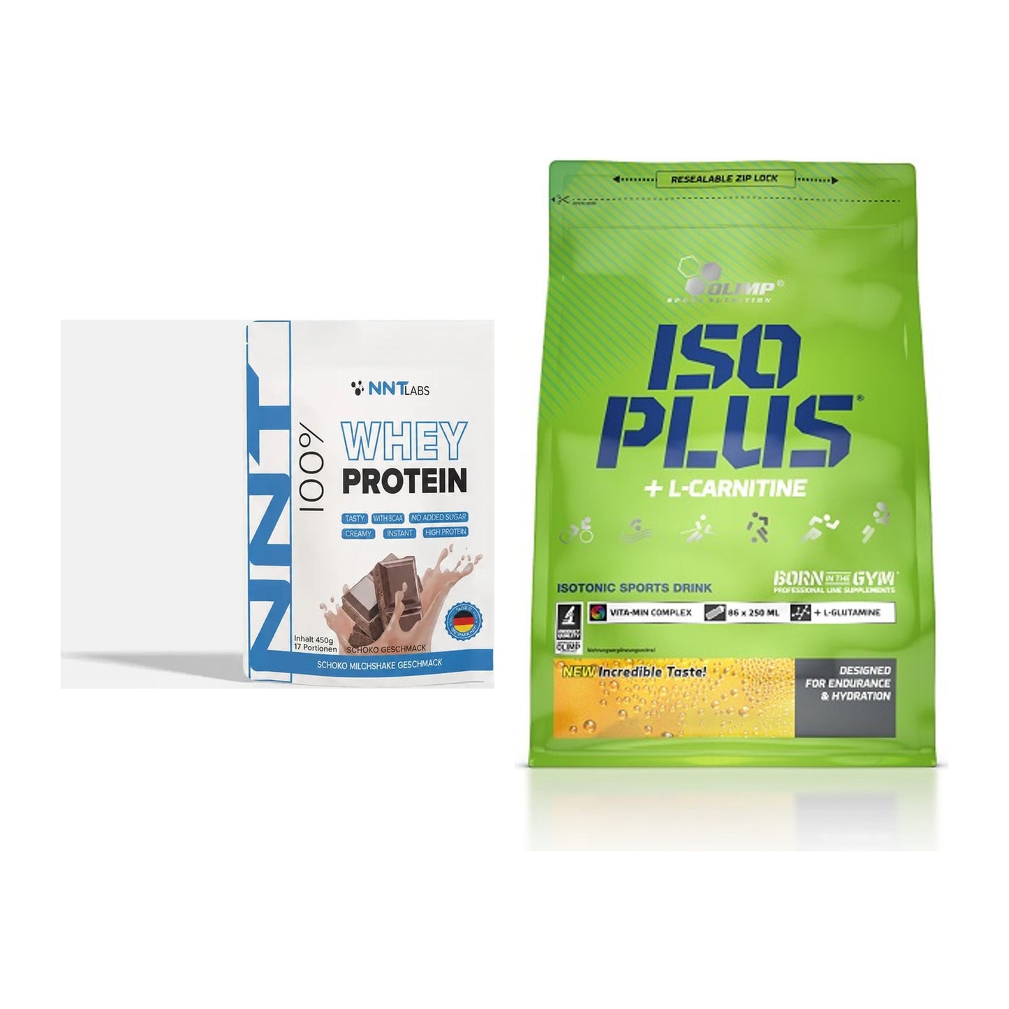 Basis-Set: NNT Whey + Olimp Iso Plus – alle enthaltenen Artikel