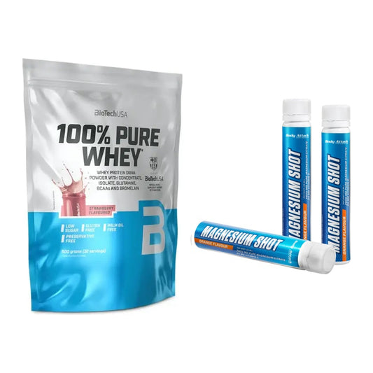 Basis-Set: BioTech 100% Pure Whey + Body Attack Magnesium Shots – alle enthaltenen Artikel