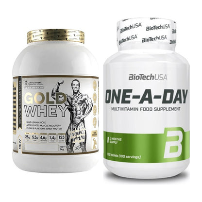 Basis-Set: Kevin Levrone Gold Whey + BioTech One A Day 100 Tabl. – alle enthaltenen Artikel