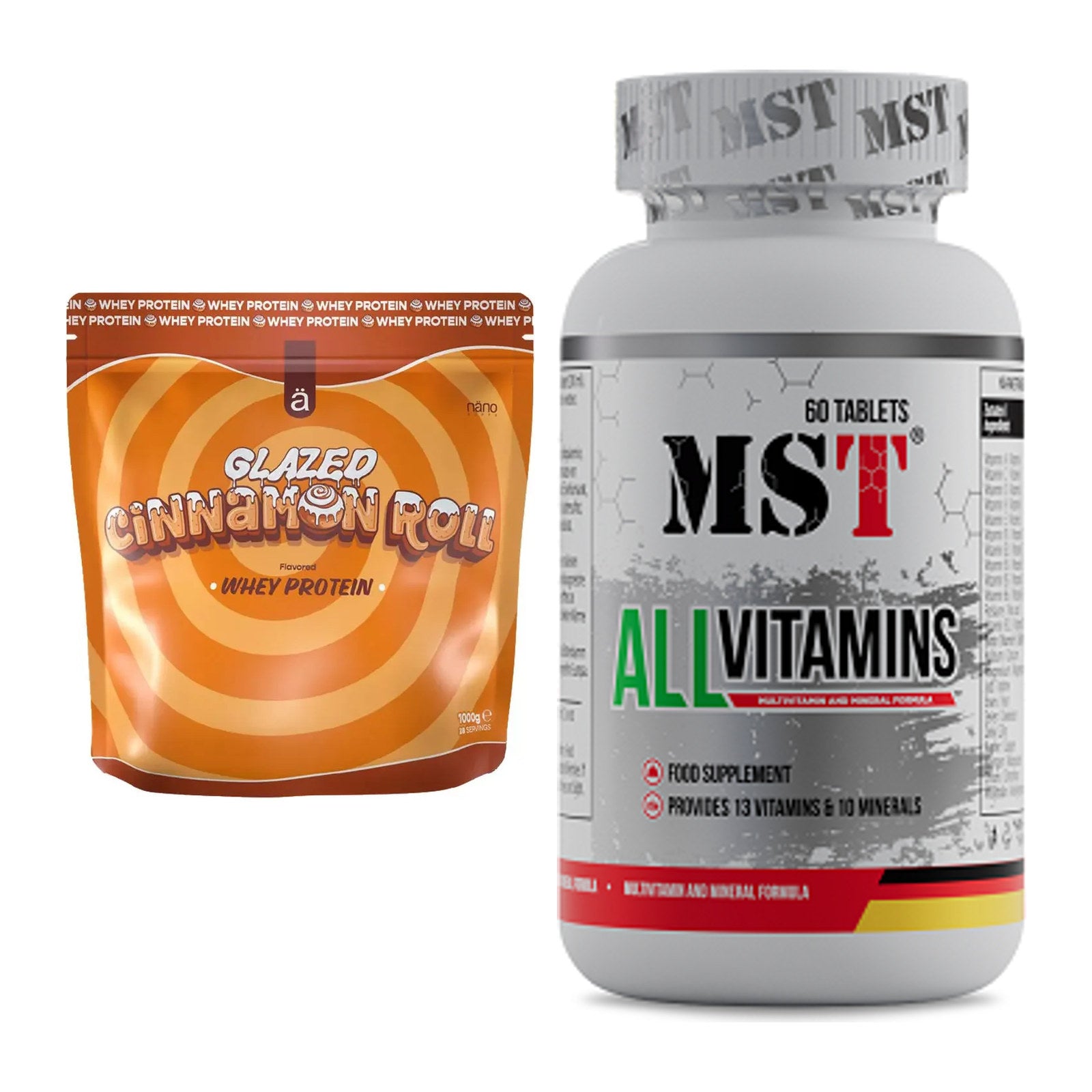Basis-Set: Nanosupps Whey Protein + MST All Vitamins 60 Pillen – alle enthaltenen Artikel
