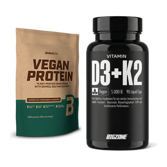 Basis-Set: BioTech Vegan Protein + Big Zone Vitamin D3 + K2 – alle enthaltenen Artikel