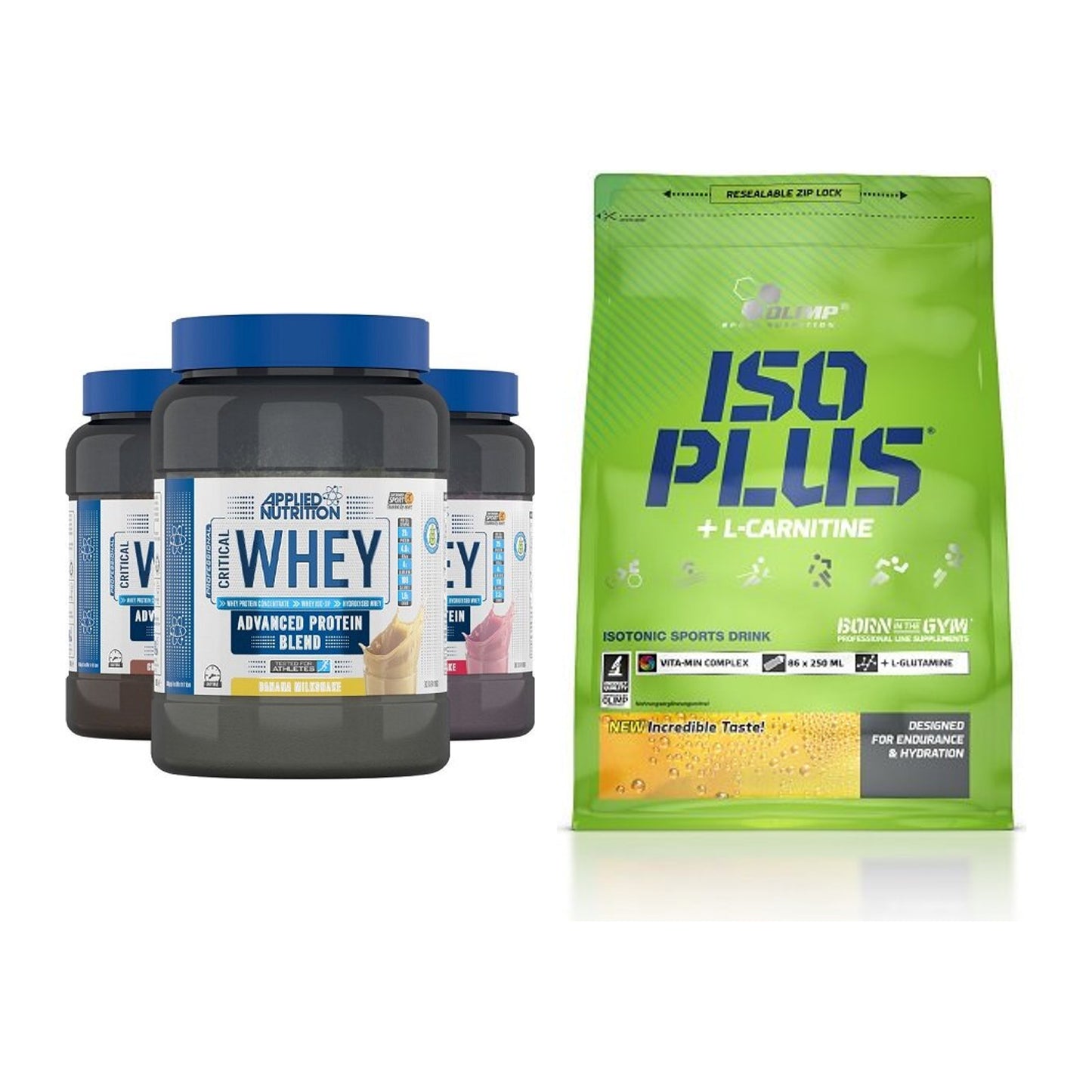 Basis-Set: Applied Nutrition Critical Whey + Olimp Iso Plus – alle enthaltenen Artikel