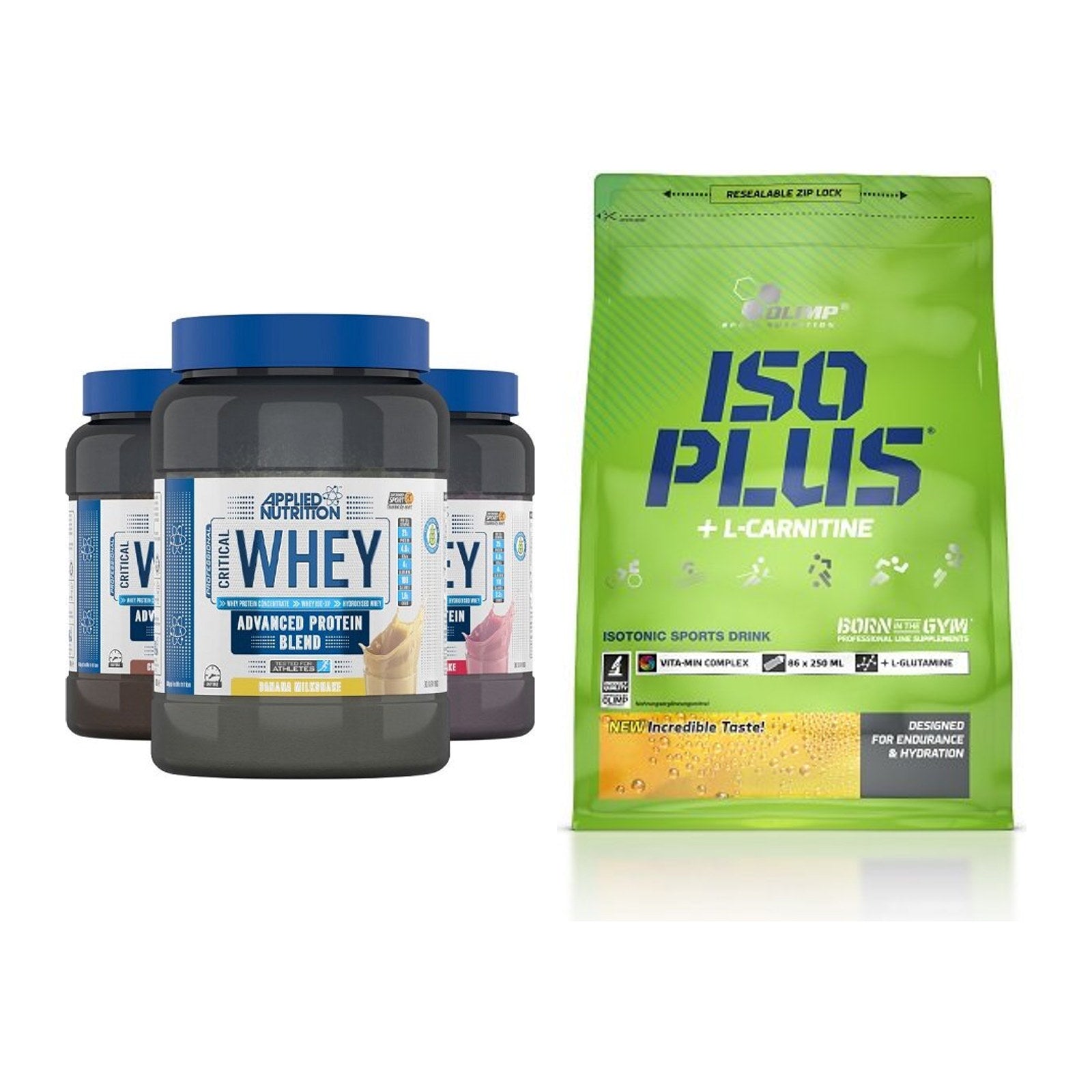 Basis-Set: Applied Nutrition Critical Whey + Olimp Iso Plus – alle enthaltenen Artikel