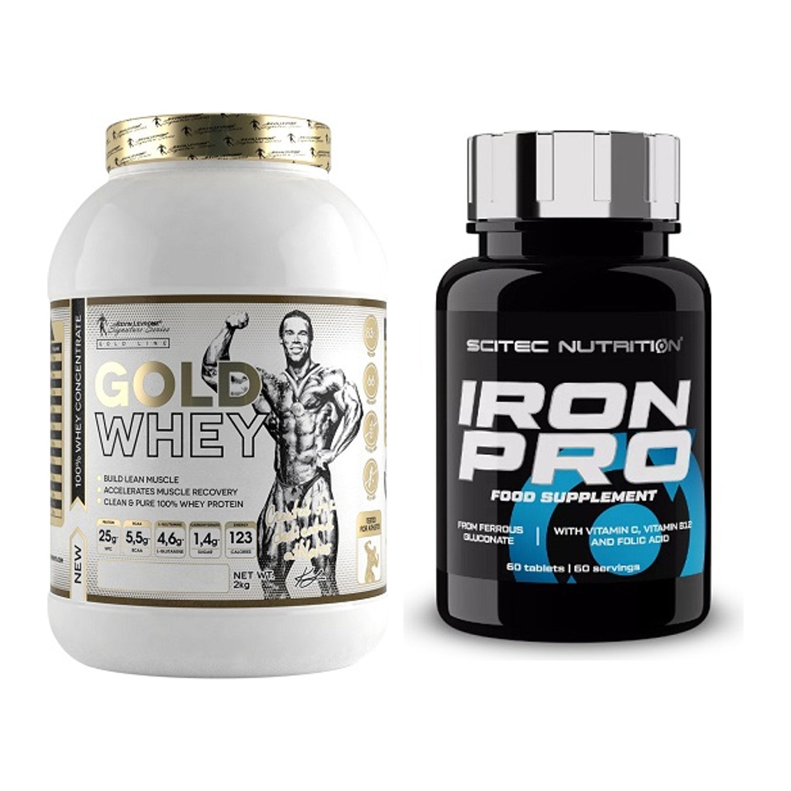 Basis-Set: Kevin Levrone Gold Whey + Scitec Iron Pro – alle enthaltenen Artikel