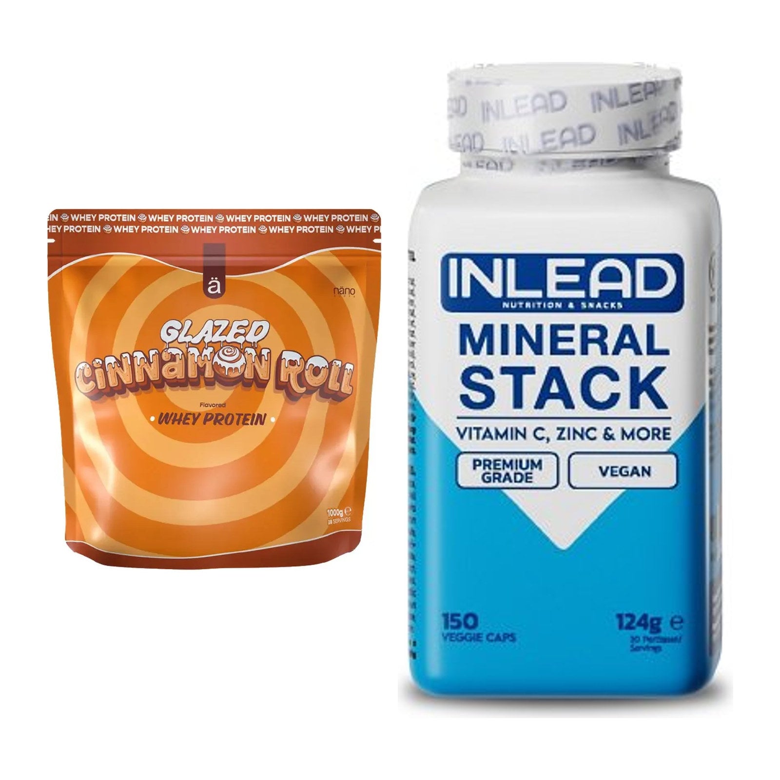 Basis-Set: Nanosupps Whey Protein + INLEAD Mineral Stack – alle enthaltenen Artikel
