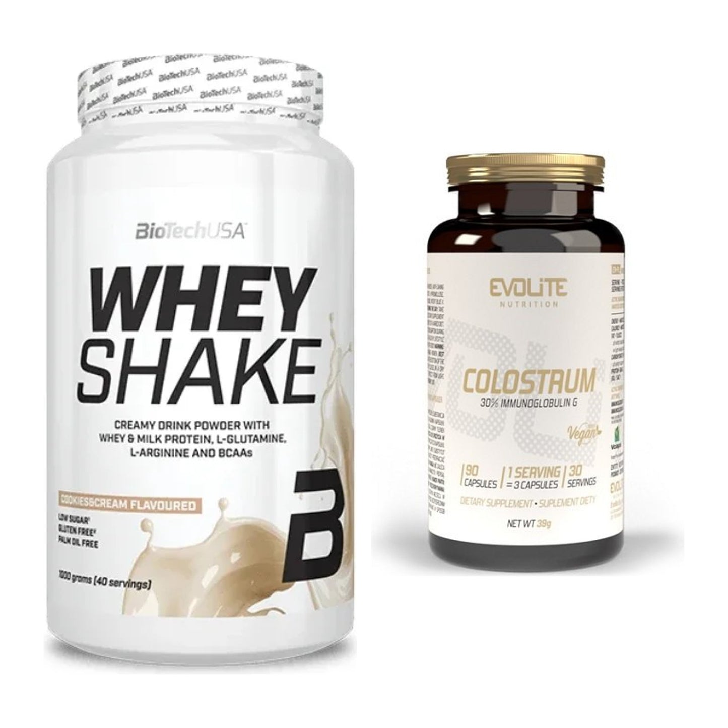 Basis-Set: BioTech Whey Shake + Evolite Nutrition Colostrum 30% – alle enthaltenen Artikel
