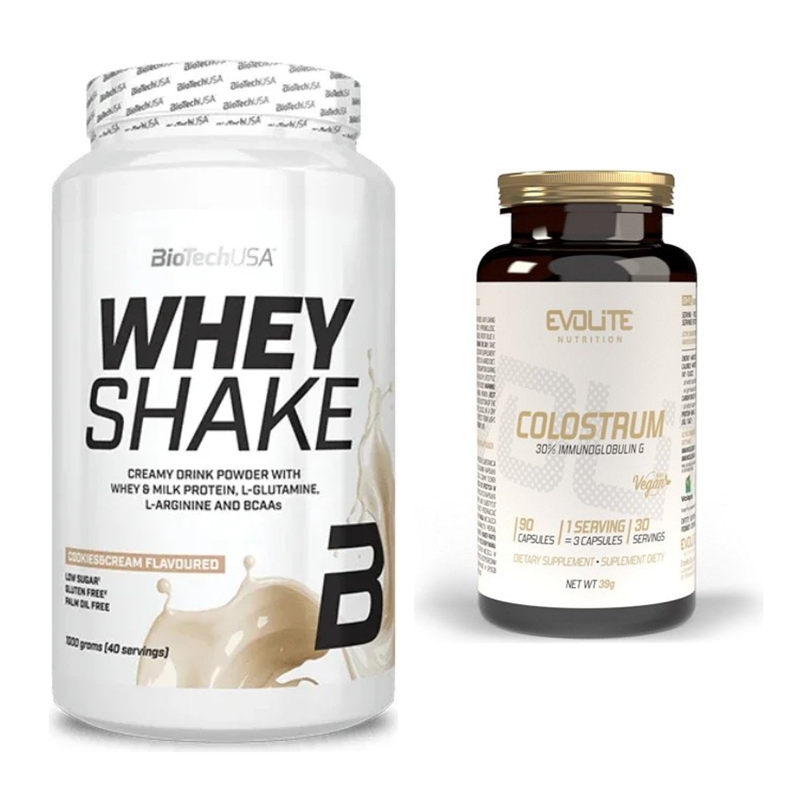 Basis-Set: BioTech Whey Shake + Evolite Nutrition Colostrum 30% – alle enthaltenen Artikel