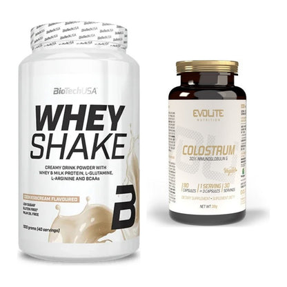 Basis-Set: BioTech Whey Shake + Evolite Nutrition Colostrum 30% – alle enthaltenen Artikel