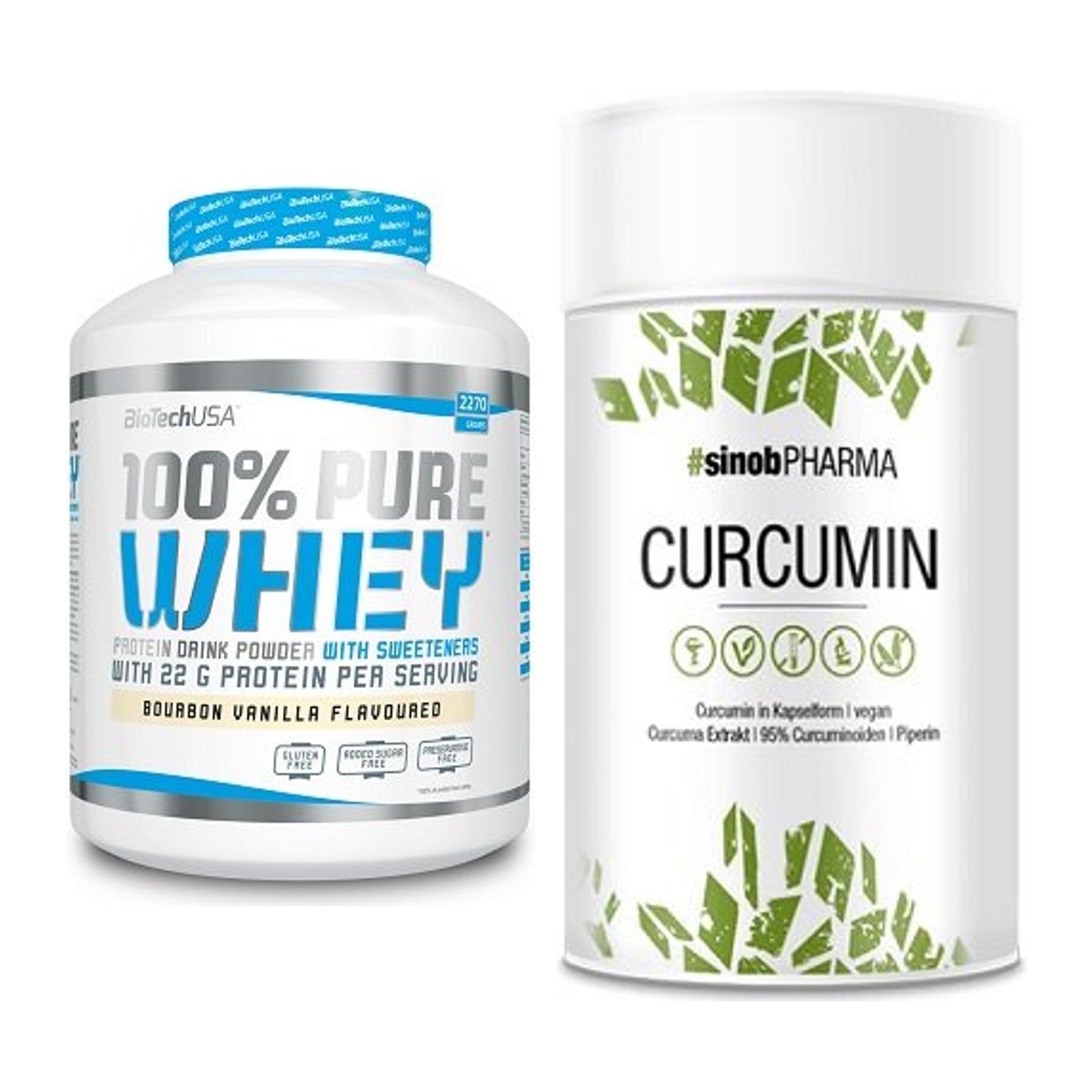 Basis-Set: BioTech 100% Pure Whey + Sinob Curcumin 95% – alle enthaltenen Artikel