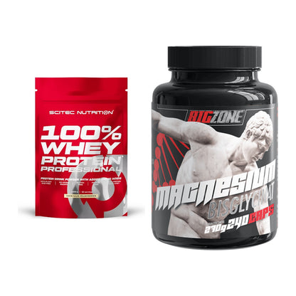 Basis-Set: Scitec 100% Whey Protein + Big Zone Magnesium Bisglycinat – alle enthaltenen Artikel