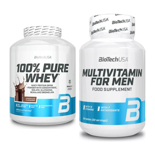 Basis-Set: BioTech 100% Pure Whey + BioTech Multivitamin for Men 60 – alle enthaltenen Artikel