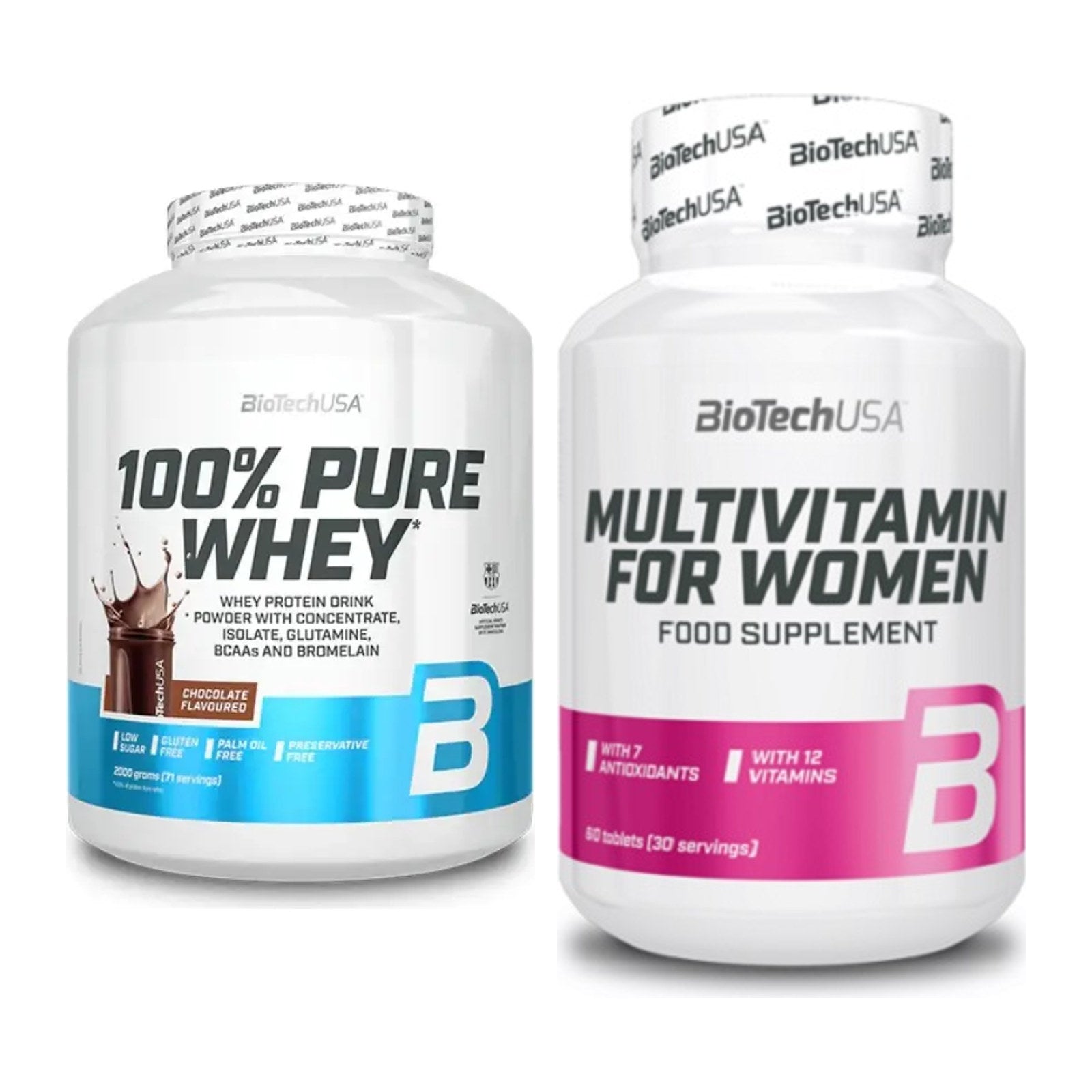 Basis-Set: BioTech 100% Pure Whey + BioTech Multivitamin für Frau 60 – alle enthaltenen Artikel