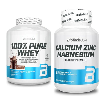 Basis-Set: BioTech 100% Pure Whey + BioTech Calcium Zinc Magnesium 100 – alle enthaltenen Artikel