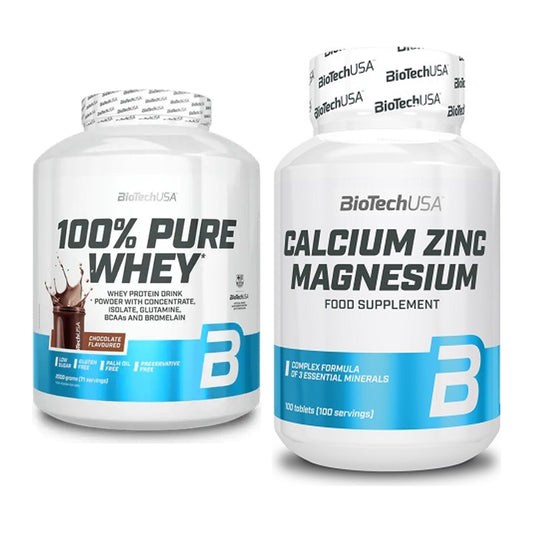 Basis-Set: BioTech 100% Pure Whey + BioTech Calcium Zinc Magnesium 100 – alle enthaltenen Artikel