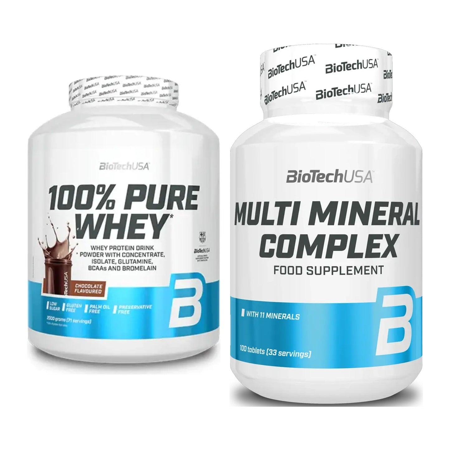 Basis-Set: BioTech 100% Pure Whey + BioTech Multi Mineral Complex 100 – alle enthaltenen Artikel