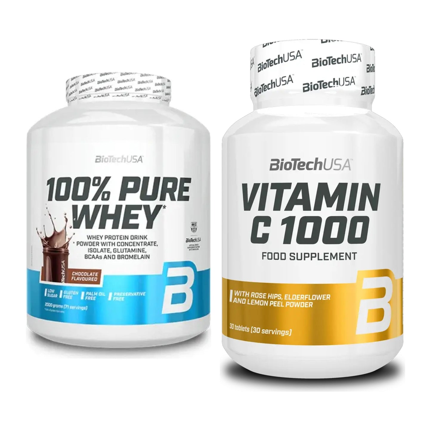 Basis-Set: BioTech 100% Pure Whey + BioTech Vitamin C 1000 30 Tabl. – alle enthaltenen Artikel
