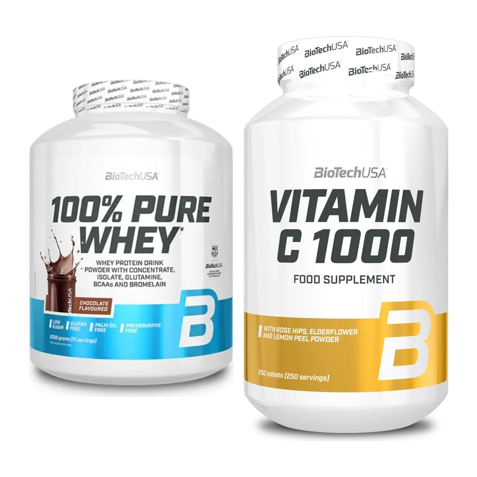 Basis-Set: BioTech 100% Pure Whey + BioTech Vitamin C 1000 250 Tabl. – alle enthaltenen Artikel