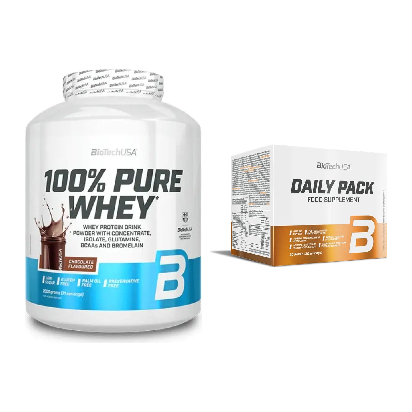 Basis-Set: BioTech 100% Pure Whey + BioTech Daily Packs 30 Packs – alle enthaltenen Artikel