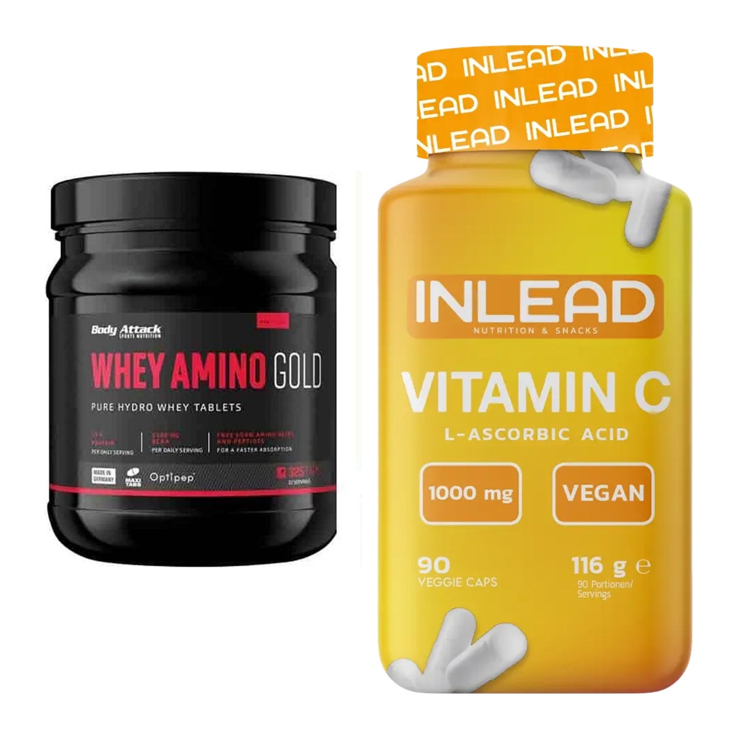 Basis-Set: Body Attack Whey Amino Gold + INLEAD Vitamin C – alle enthaltenen Artikel