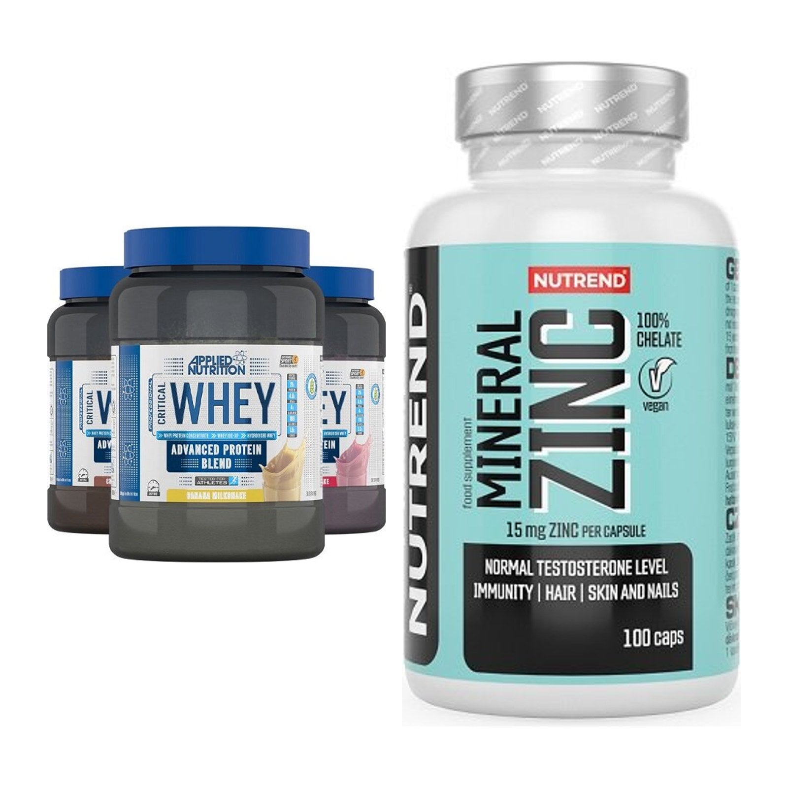 Basis-Set: Applied Nutrition Critical Whey + Nutrend Zinc Chelate 15mg – alle enthaltenen Artikel