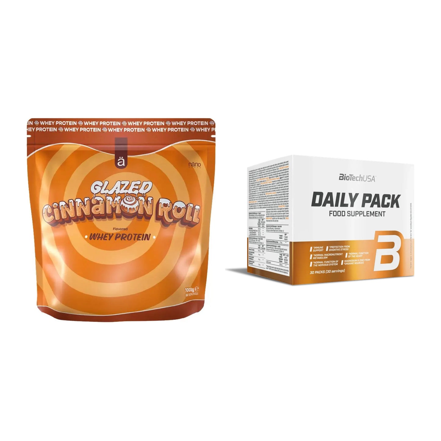 Basis-Set: Nanosupps Whey Protein + BioTech Daily Packs 30 Packs – alle enthaltenen Artikel