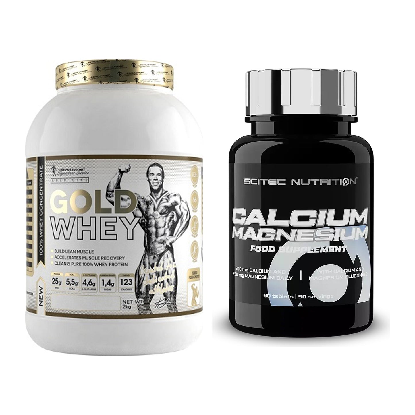 Basis-Set: Kevin Levrone Gold Whey + Scitec Calcium Magnesium – alle enthaltenen Artikel