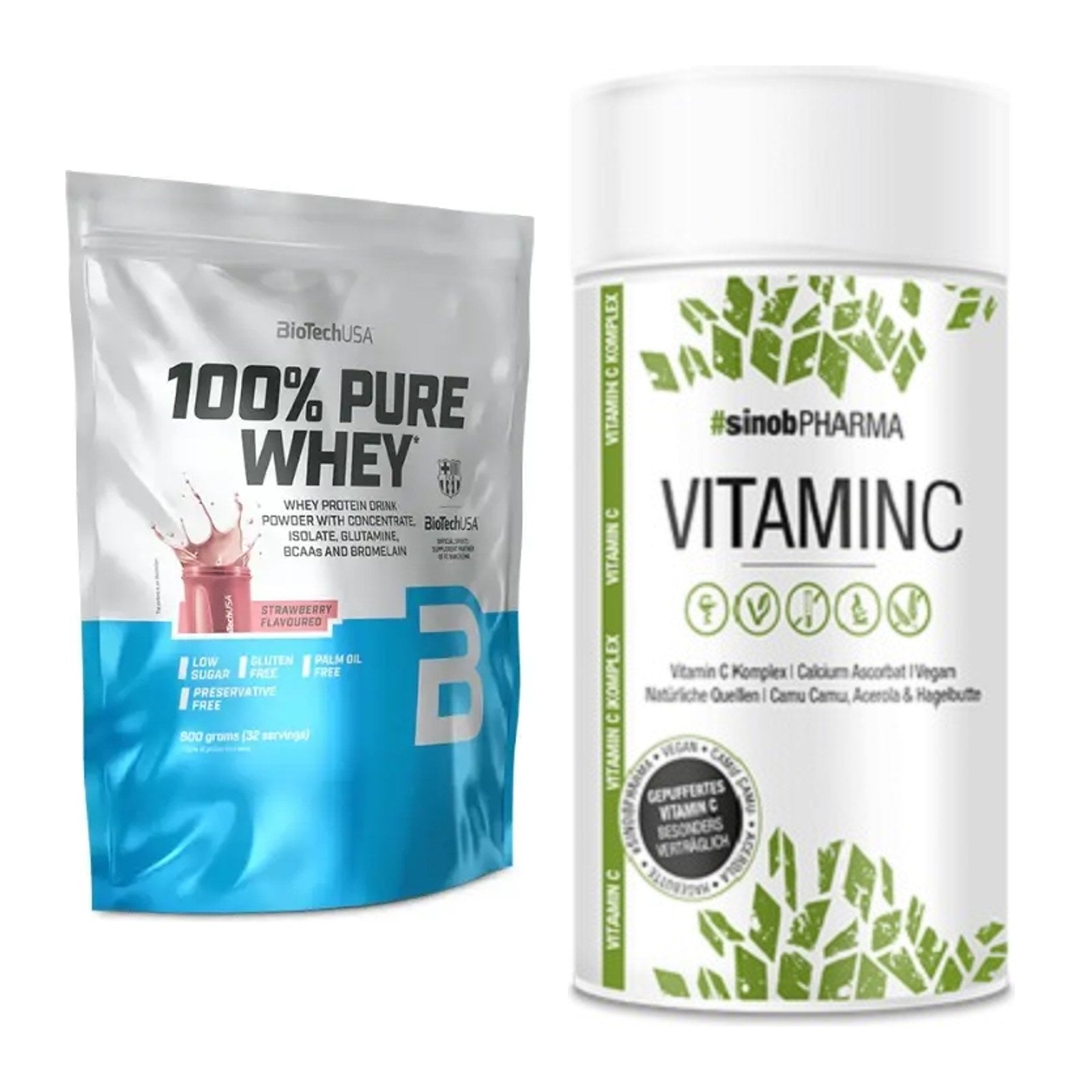 Basis-Set: BioTech 100% Pure Whey + Sinob Vitamin C – alle enthaltenen Artikel