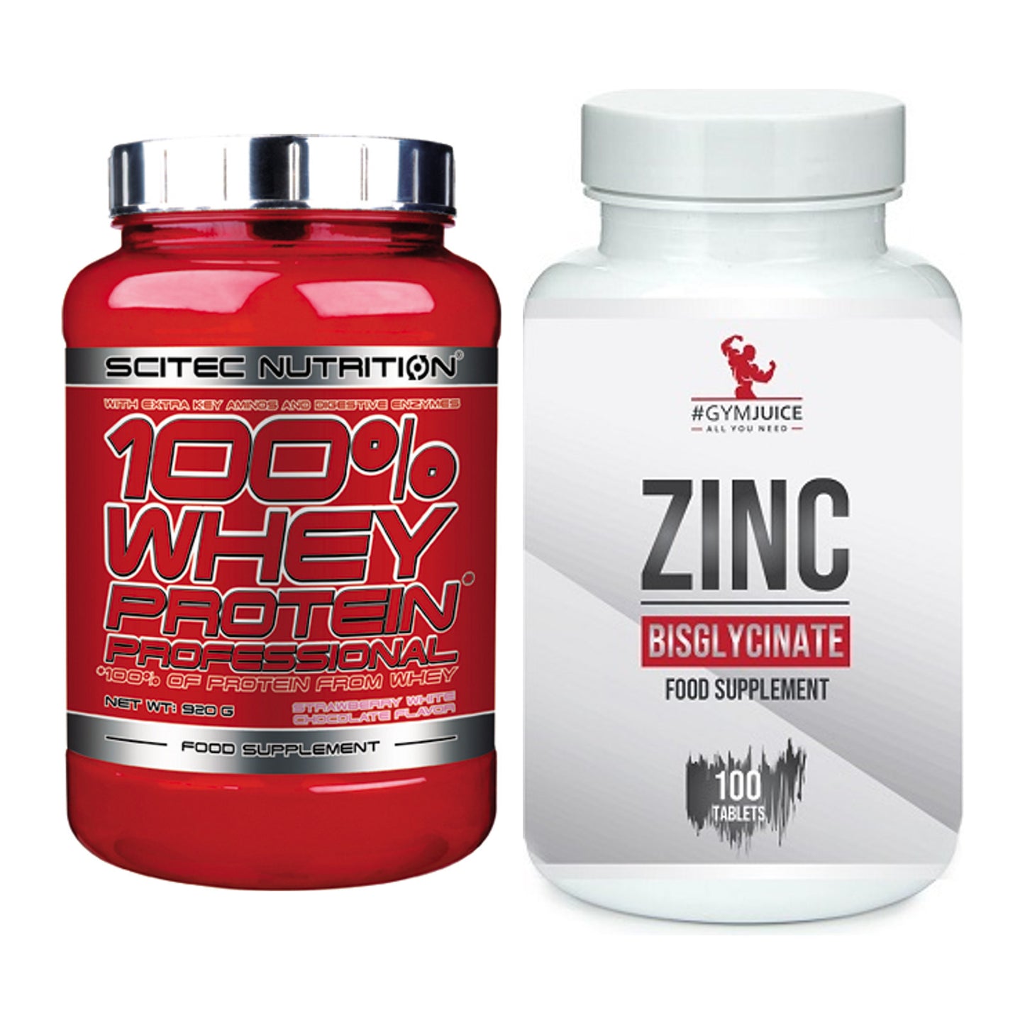 Basis-Set: Scitec 100% Whey Professional + #GYMJUICE ZINC Bisglycinate – alle enthaltenen Artikel