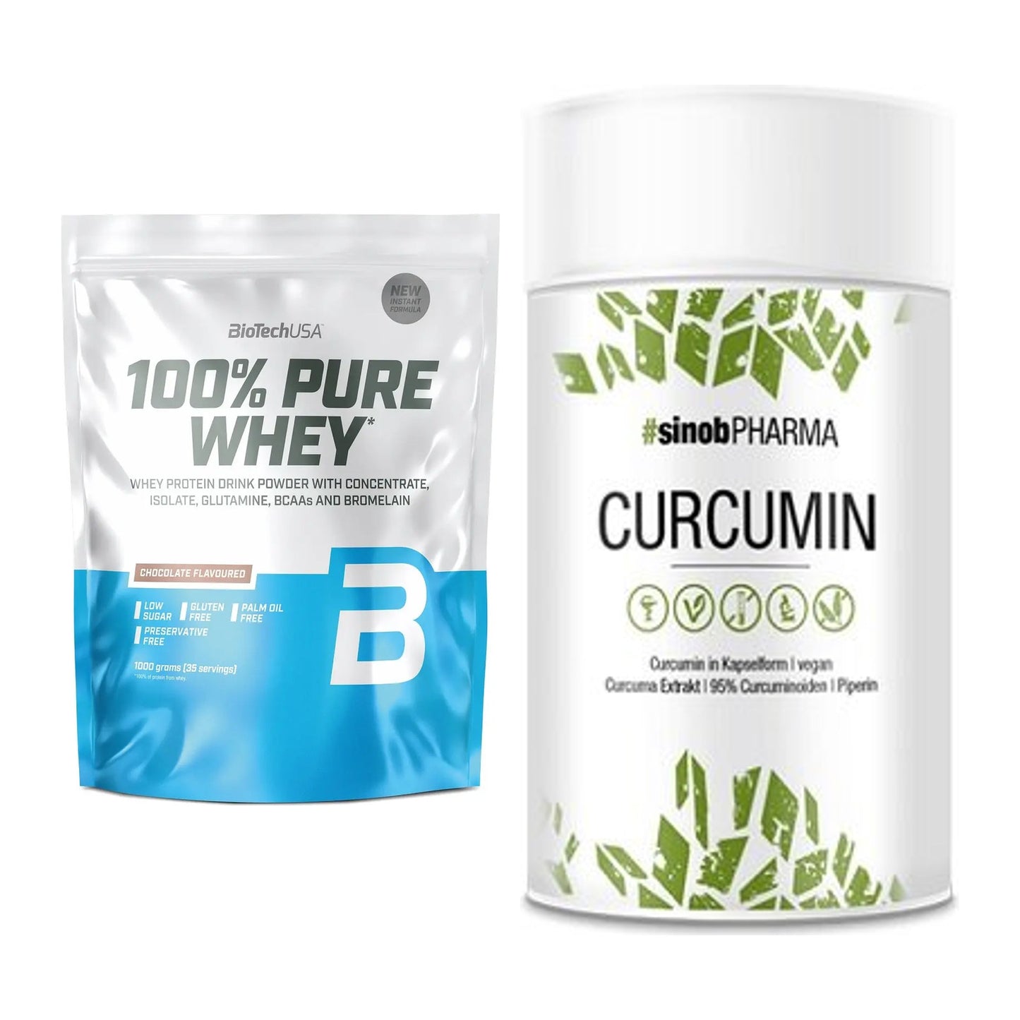 Basis-Set: BioTech 100% Pure Whey + Sinob Curcumin 95% – alle enthaltenen Artikel