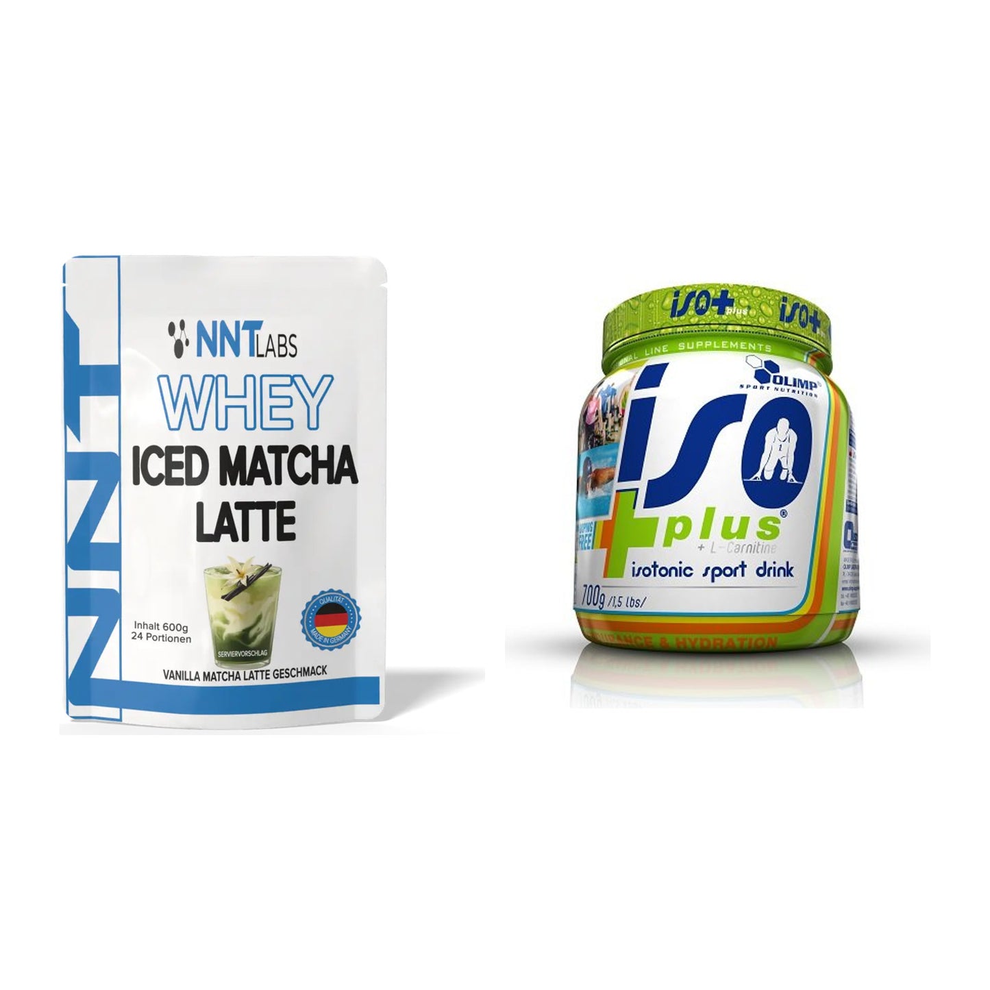 Basis-Set: NNT Whey ICED MATCHA LATTE + Olimp Iso Plus – alle enthaltenen Artikel