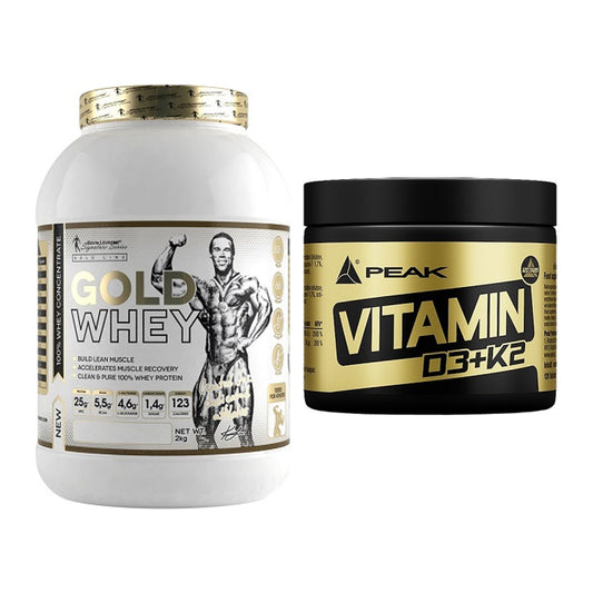 Basis-Set: Kevin Levrone Gold Whey + Peak Vitamin D3+K2 120 Tabl. – alle enthaltenen Artikel