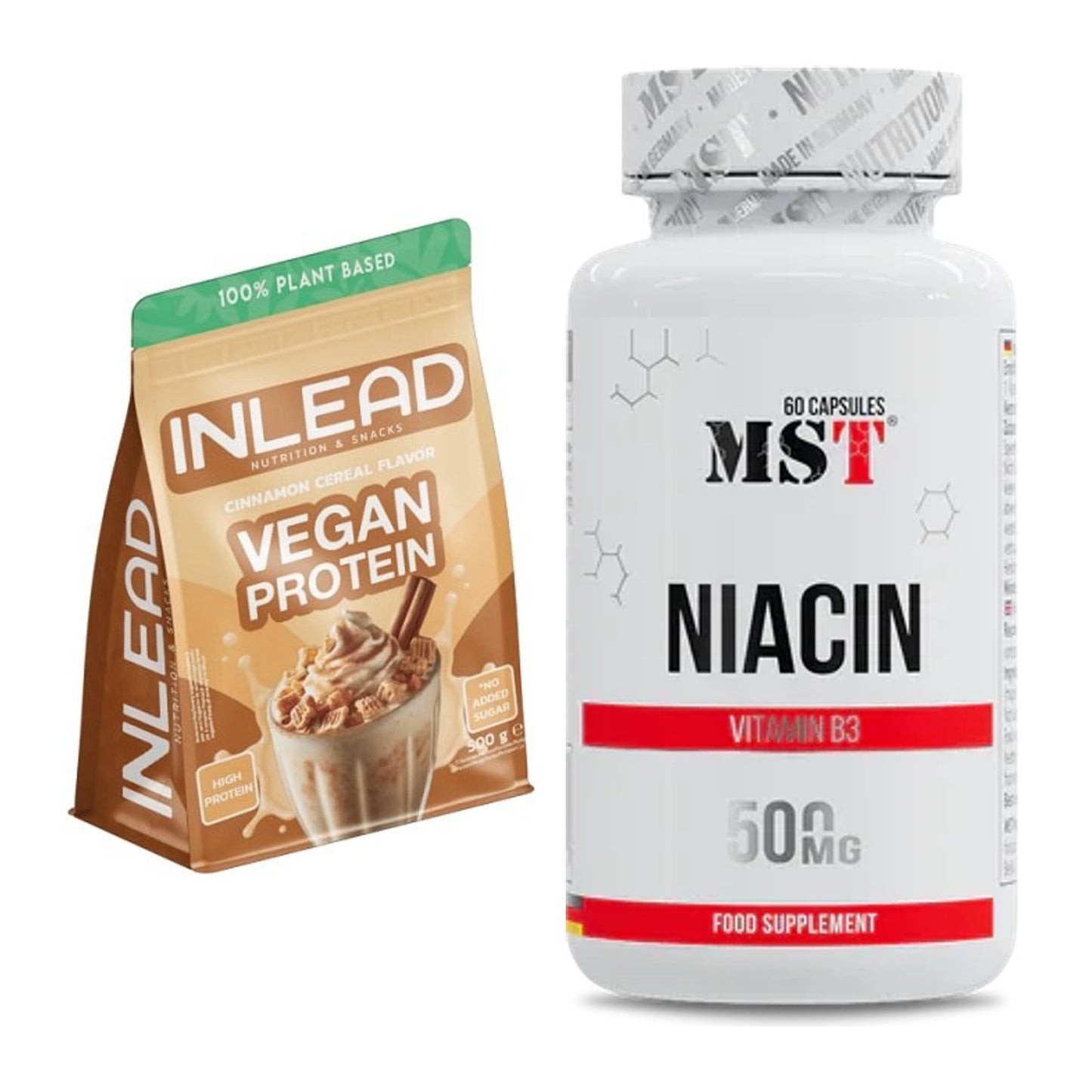 Basis-Set: INLEAD Vegan Protein + MST Niacin – alle enthaltenen Artikel