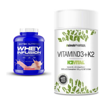Set base: Scitec Whey Infusion + Sinob Vitamin D3 + K2 - tutti gli articoli inclusi