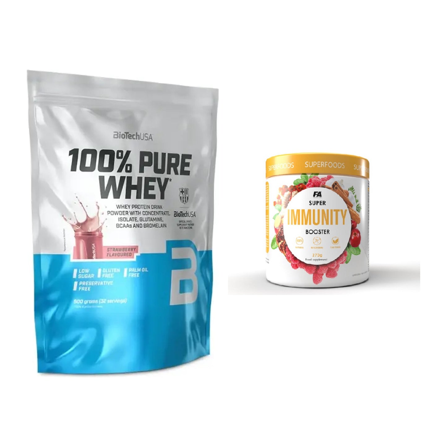 Basis-Set: BioTech 100% Pure Whey + FA Nutrition Wellnes Line Super – alle enthaltenen Artikel