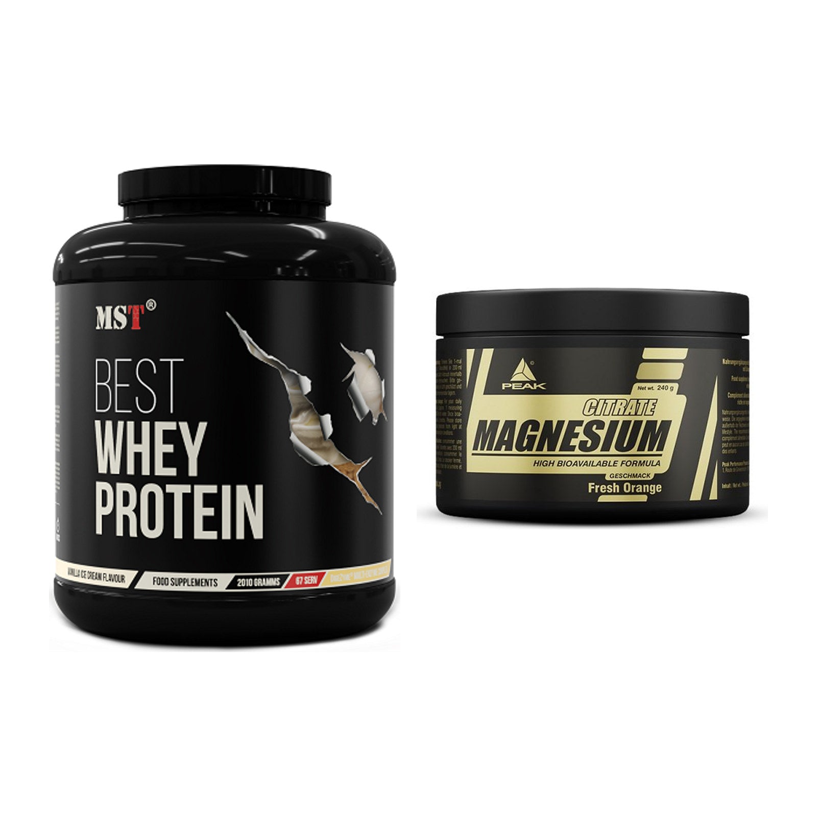 Basis-Set: MST Best Whey Protein + Peak Magnesium Citrat – alle enthaltenen Artikel