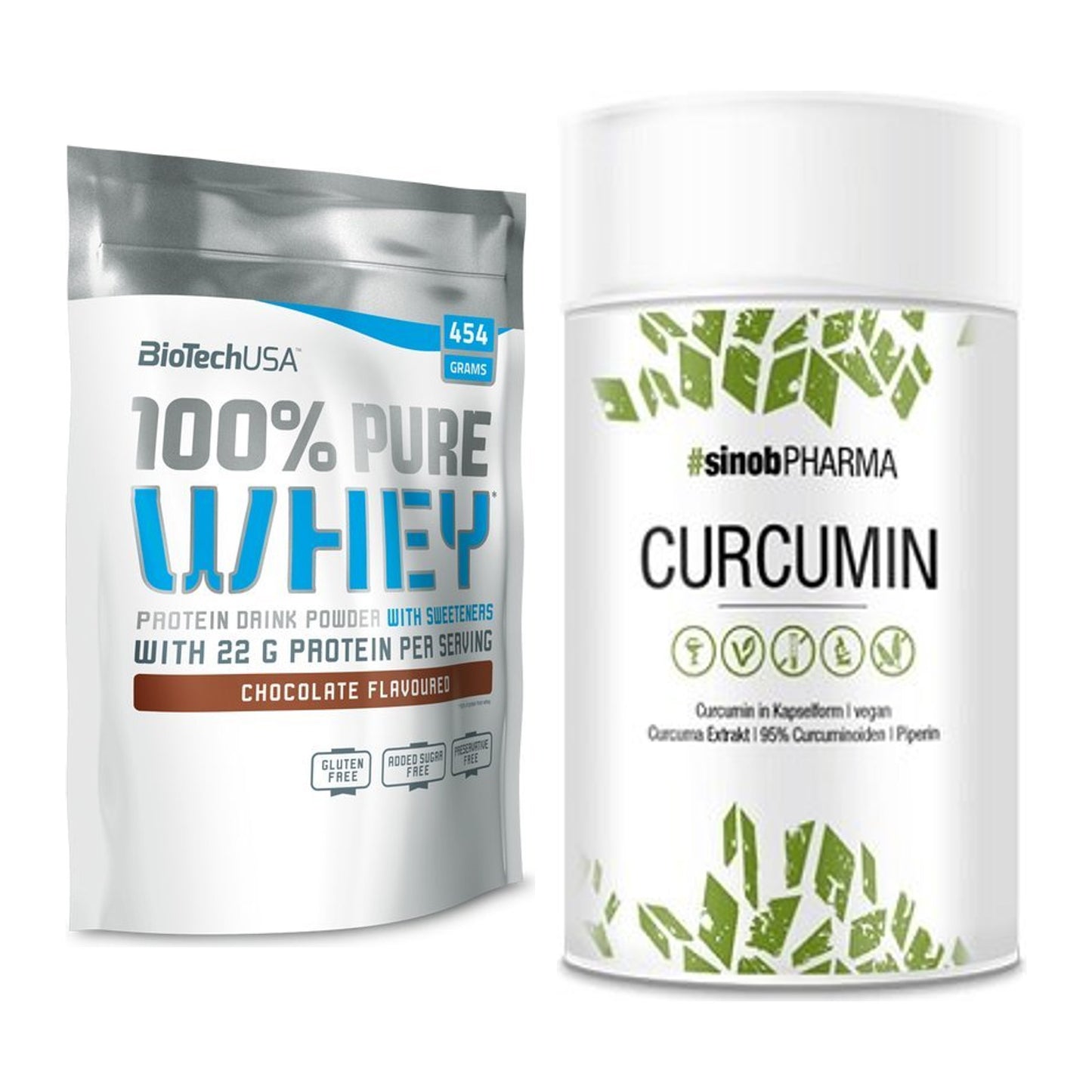 Basis-Set: BioTech 100% Pure Whey + Sinob Curcumin 95% – alle enthaltenen Artikel