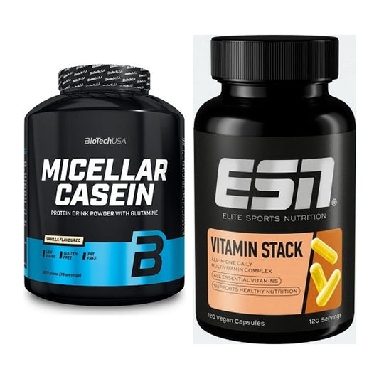 Basis-Set: BioTech Micellar Casein + ESN Vitamin Stack – alle enthaltenen Artikel