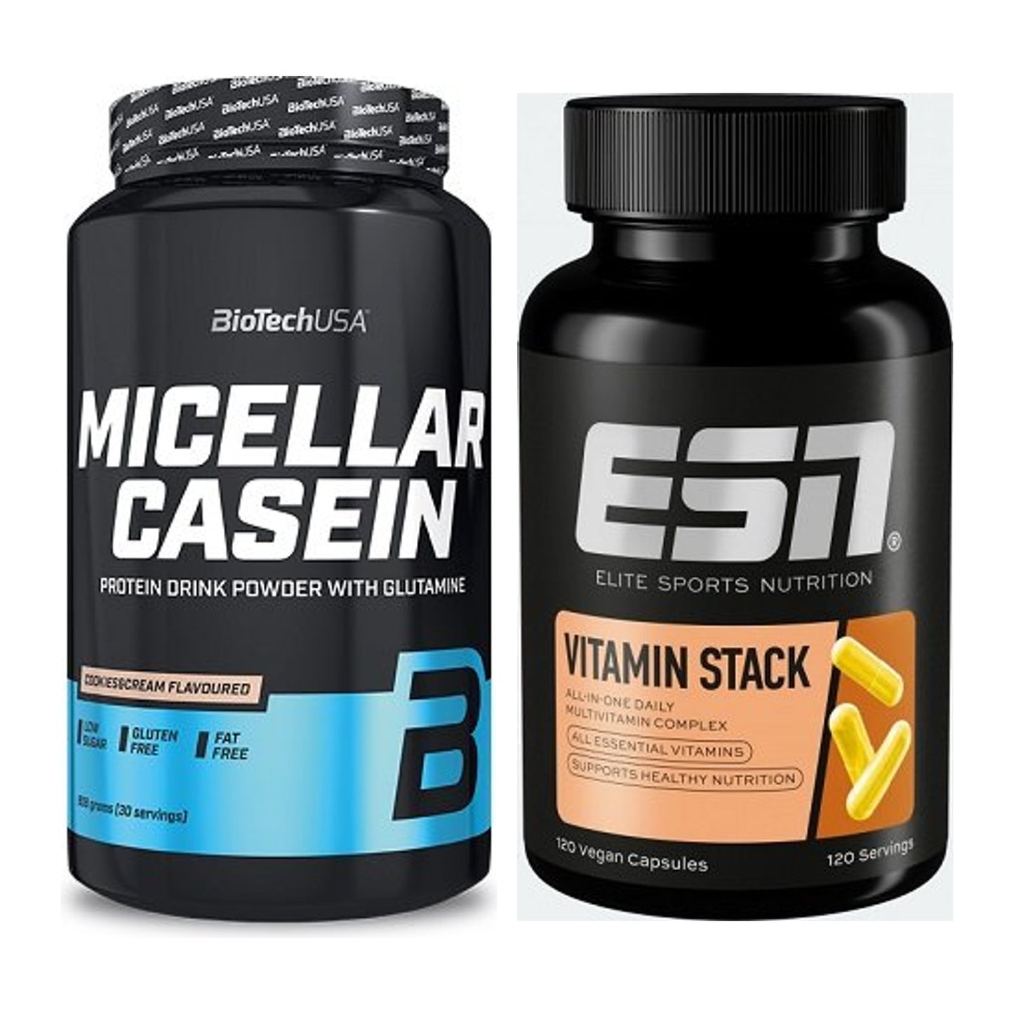 Basis-Set: BioTech Micellar Casein + ESN Vitamin Stack – alle enthaltenen Artikel