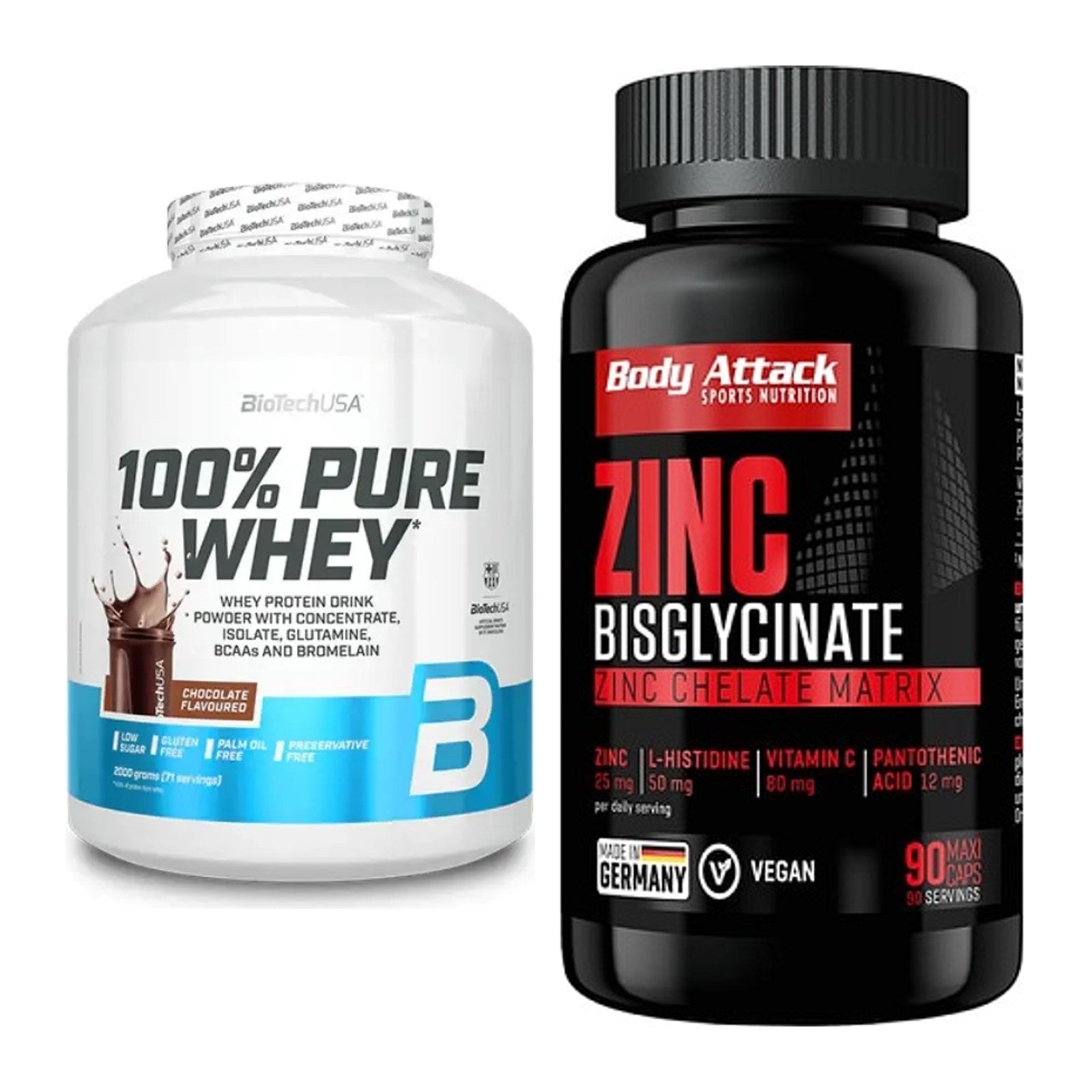 Basis-Set: BioTech 100% Pure Whey + Body Attack Zink Bisglycinate – alle enthaltenen Artikel