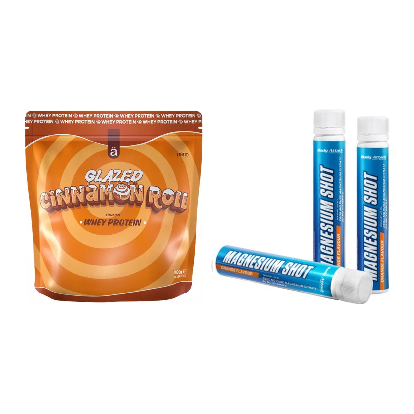 Basis-Set: Nanosupps Whey Protein + Body Attack Magnesium Shots – alle enthaltenen Artikel
