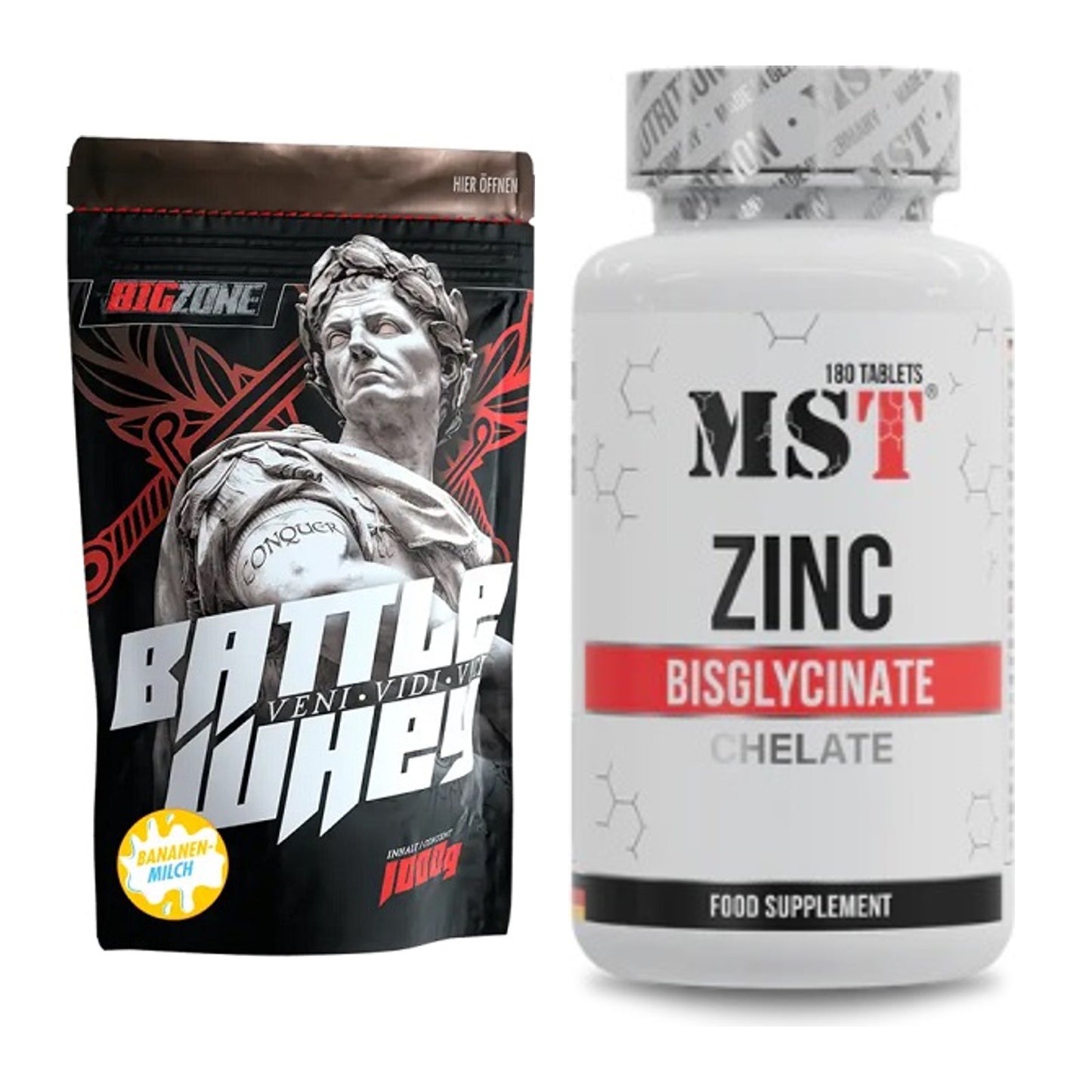 Basis-Set: Big Zone Battle Whey + MST Zinc Chelate Bisglycinate – alle enthaltenen Artikel