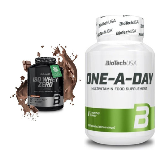 Basis-Set: BioTech Iso Whey Zero Black + BioTech One A Day 100 Tabl. – alle enthaltenen Artikel