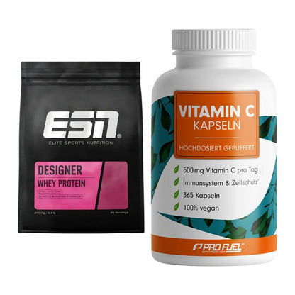 Basis-Set: ESN Designer Whey + ProFuel Vitamin C gepuffert – alle enthaltenen Artikel